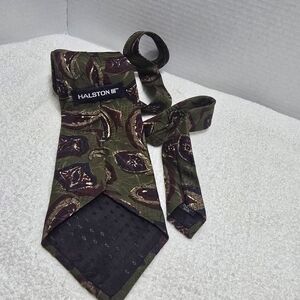 Halston Heritage Olive and Burgundy Paisley Tie